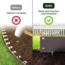 mestyl Landscape Edging, 39" LX 7" H Metal Garden Edging (5 PCS) with Landscape Edging Stakes, 185" Total Landscape Edging Border for Garden Yard No-dig Needed, Easy Install, Bronze Garden Edging