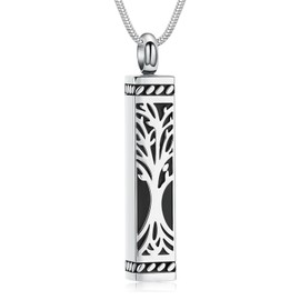 Zeqingjw - Collar de urna de acero inoxidable para hombres y mujeres, joyería conmemorativa de bar, Acero inoxidable, Sin piedra preciosa