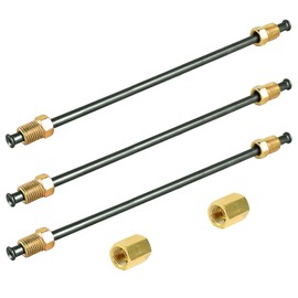 MuHize 3/16 Brake Line Tubing, 10" PVF-coated 3/16 Brake Lines Fittings, Flexible Brake Line with Inverted Double Flared Ends and 2 Connecting Unions (Pack of 3)