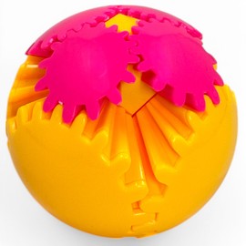 MIJOMA Fidget Toy Gear Ball - Morphing Gear Ball, Rotating Gear Ball, Stress Relieving Puzzle Toy for Kids & Adults, 6.5cm (Pink-Yellow)