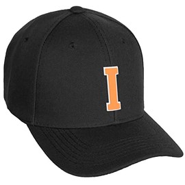 Daxton Classic Baseball Hat Custom A to Z Initial Team White Neon Orange Letter, Black Cap, Letter I