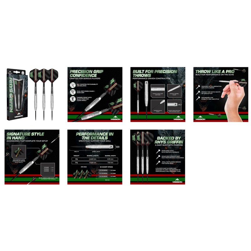 Mission | Rhys Griffin Darts | Steel Tip | 95%