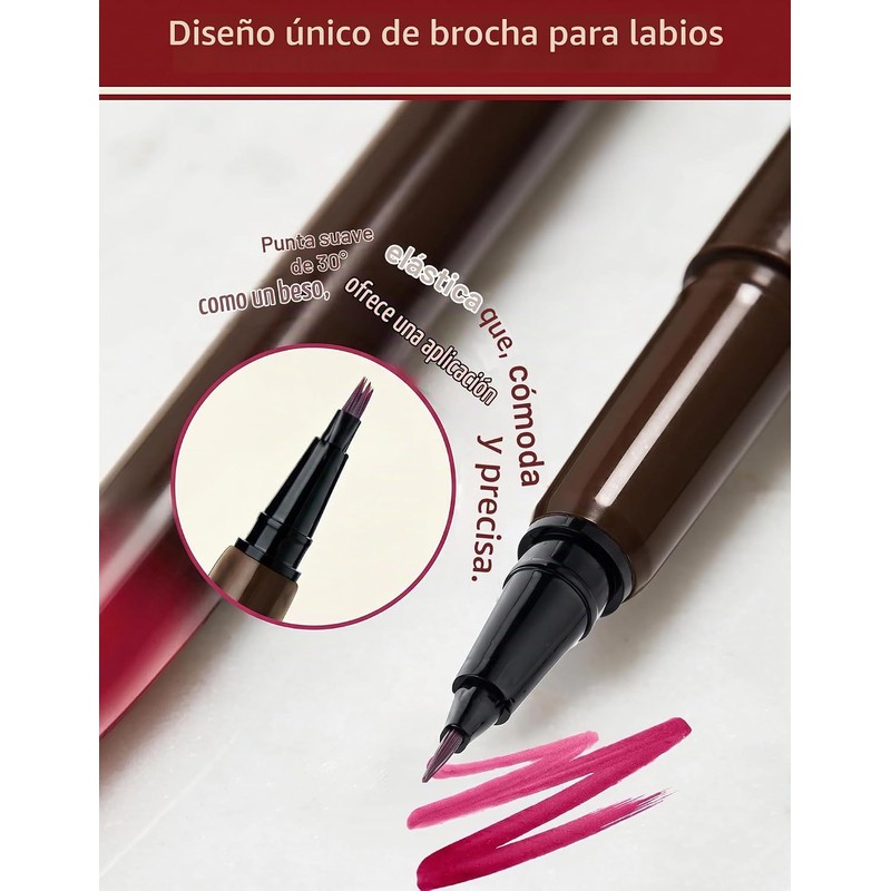 Erinde Lápiz Delineador de Labios Líquido con Pincel, Resistente al