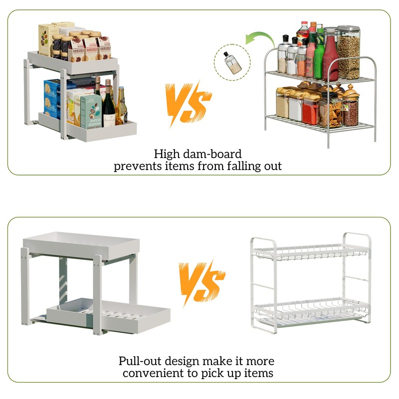 APRTAT 2 Pack Under Sink Organizer, Bamboo Wooden 2-Tier Pull-Out