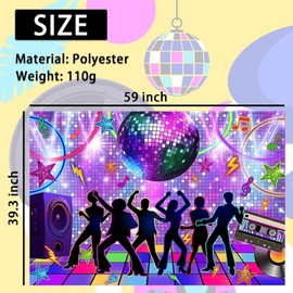 Disco Party Backdrop Back to 70s Theme Party Decorations Disco Ball Stage Background for Photography Music Birthday Backdrop Let's Glow Portrait Photoshoot Backdrop Studio Photo Booth Props(59x39.4In)