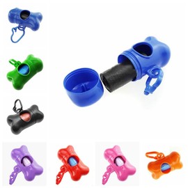 Poop Bag Dispenser - Bone Shaped Pet Dog Waste Bag Holder - Plastic Garbage Bag Dispenser Carrier Case Includes 1 Roll (15 Bags) - Large, Earth-Friendly, Leak-Proof Pet Waste Bags (Pink)