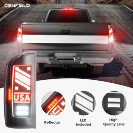 Cenfeild LED Tail Lights Pair + 3rd Third Brake Cargo Lamp Fit for Dodge RAM 1500 2007-2008, for Dodge RAM 2500 3500 2007-2009 Pickup Truck [Factory Halogen Type] Assembly, Clear Lens, 3 Pcs