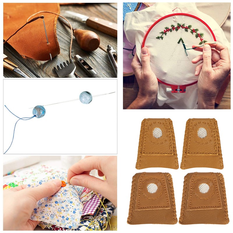 Sewing Finger Sleeve Knitting Thimble Leather Fingertip Protector Embroidery Supplies024