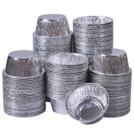Large Aluminum Muffin Cases (9 cm), 150 Pcs Disposable Aluminum Foil Trays Muffin Cases, 130ml Egg Tart Mold Suitable for Cupcake, Egg Tart, Creme Brulee, Souffle