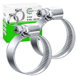 Set of 2 hose clamps, diameter 100-120 mm, hose clamps are galvanised and has a coating of ≥ 5 microns ONIX TECH