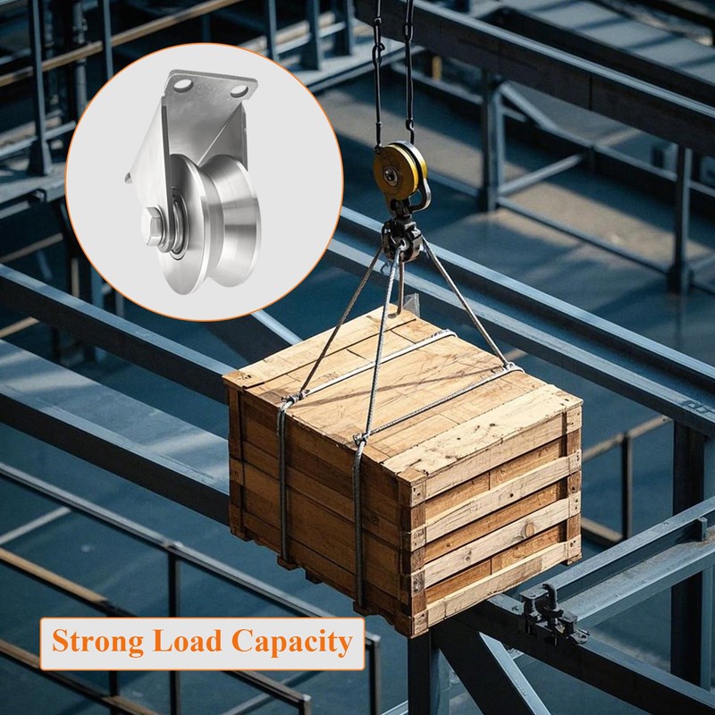 Pulley Wheel Stainless Steel V Groove Plate Casters Heavy Duty
