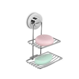 Stainless Steel Soap Dish No Drilling for Shower with Suction Cup, Double Layer Shower Soap Dish, Soap Bar Holder, Soap Basket for Bathroom, Kitchen