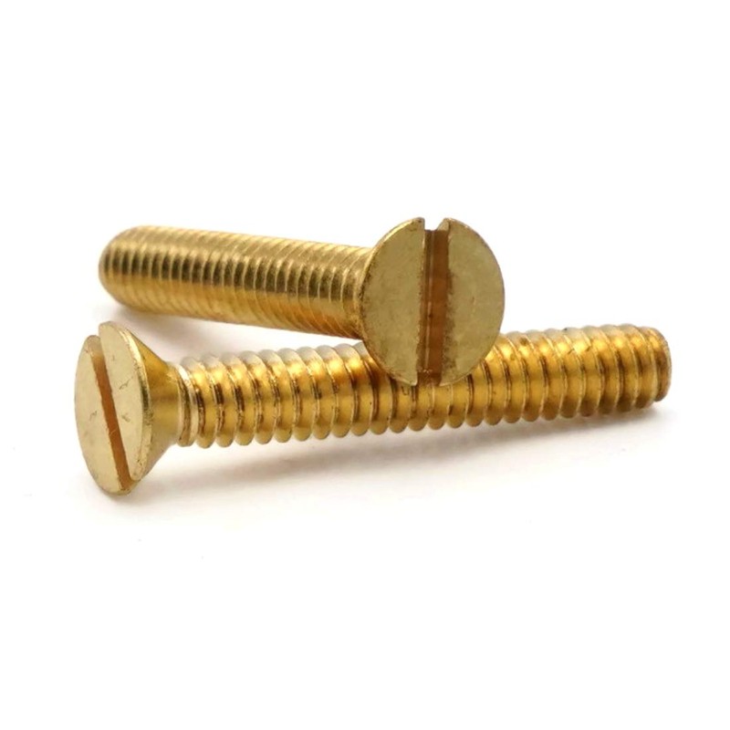 Brass Slotted Flat Head Machine Screws - #8-32 x 2