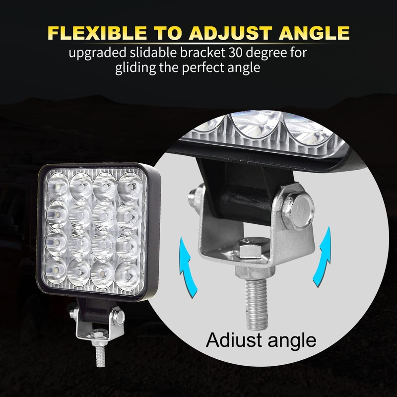 PICAA LED Work Light 4 x 3.3 Inch 48 W