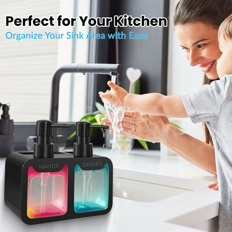 4-in-1 Kitchen Soap Dispenser Set - Dual Hand & Dish
