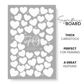 Karto 70th Birthday Signature Board for Party - Party Supplies, Guest Book, Or Card Alternative - Signing Board for Party - Poster Size 11x17 (Unframed) - Heart Grey