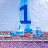 Oudain 12 Pcs Iridescent Tablecloths and Fish Net Decorative Set