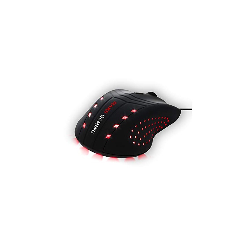 Mouse MM0 Mars Gaming (Sensor óptico, 2800 DPI, iluminación roja)
