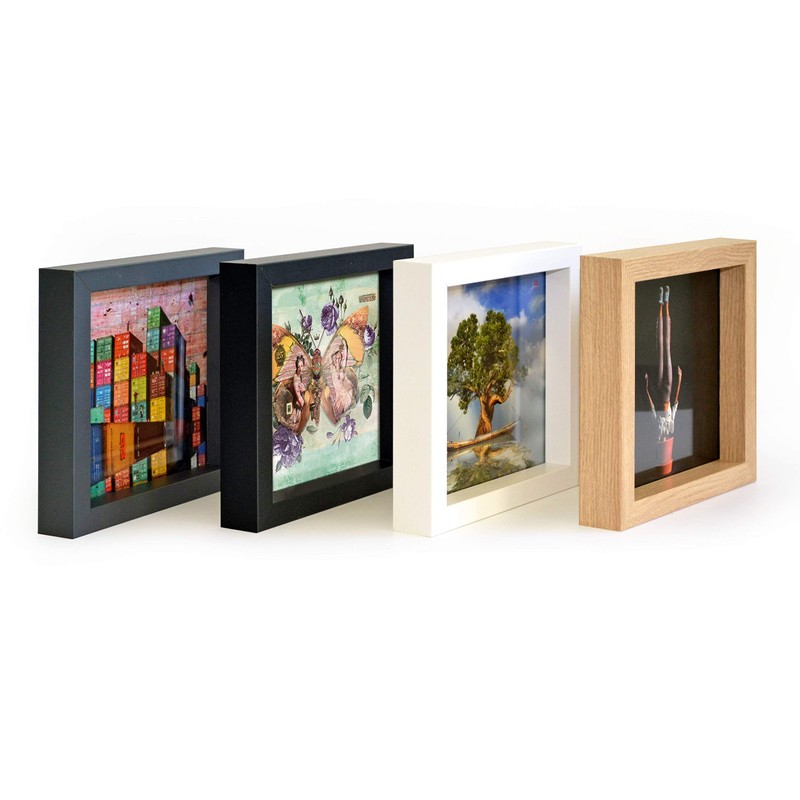 International Graphics Framed Postcards, Wood, 16 x 16 cm