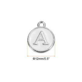 MECCANIXITY Alphabet-A Enamel Letter Charm Jewelry Charm Enamel Initial Charm White Pendant Charm for Jewelry Making, Bracelet, Craft, Pack of 50