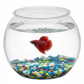 1 Gallon Plastic Fish Bowl, Shatterproof Clear Round Goldfish Betta Tank, Small Bubble Bowl Vase for Centerpiece, Candy Jar, Carnival Game & Party Drink Container