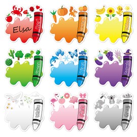 Henoyso 108 Pcs Color Crayon Name Tags for Classroom Decor Back to School Locker Name Plates for Kindergarten, Preschool, 1st, 2nd & 3rd Grade Teacher Nameplates for Student