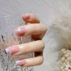 Nail Tips, Glossy Pink Marble Shell Stone Nail Set of