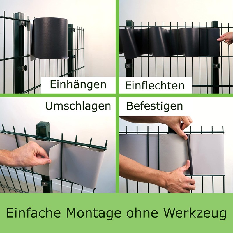 Workinghouse Premium Privacy Screen, Clamping Strips for Mounting (Light Grey