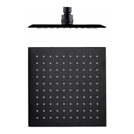 Meer Regadera Cuadrada Tipo Lluvia Acero Inox 20cm Negra Mate