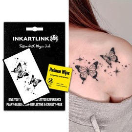 INKARTLINK Semi Permanent Tattoo, realistic butterfly temporary tattoo, suitable for sweet girls, waterproof and non-reflective, exquisite packaging, unique design (Butterfly 4)