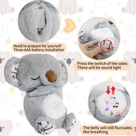 TaimeiMao Schlummer Otter Cuddly Toy with Breathing Movement and Music, Baby First Equipment Newborn, Snooze Koala with Heartbeat, Baby Toy 0 Months +, Baby Shower and Newborn Gift