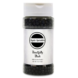 Mystic Sprinkles 4mm Sugar Pearls 4oz Bottles (Beautifully Black)