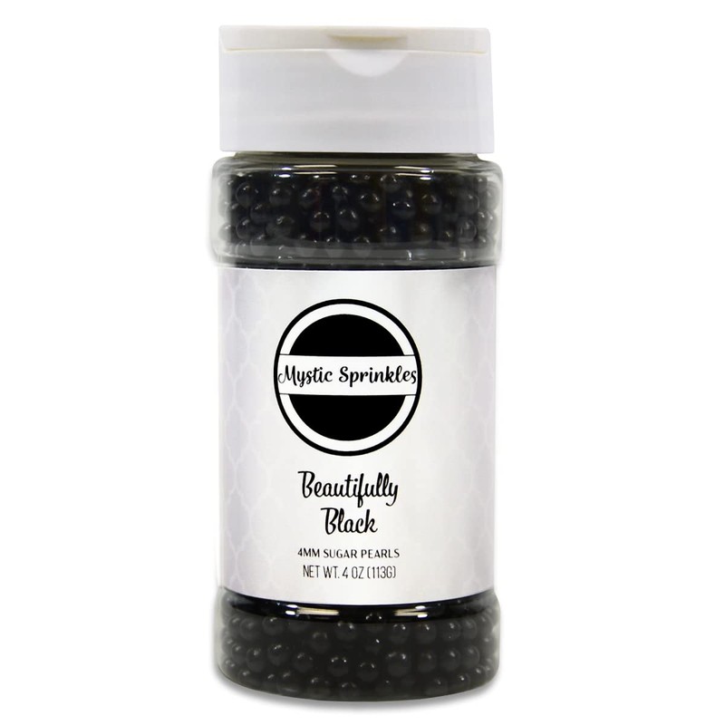 Mystic Sprinkles 4mm Sugar Pearls 4oz Bottles (Beautifully Black)