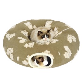 Pesen Cat Tunnel Bed with Soft Cushion, Cat Toys for Indoor Cats Enhance Bonding Between Pets and Owners, Encourage Exploration, and Satisfy Natural Instincts for Kittens, Dogs, and Rabbits