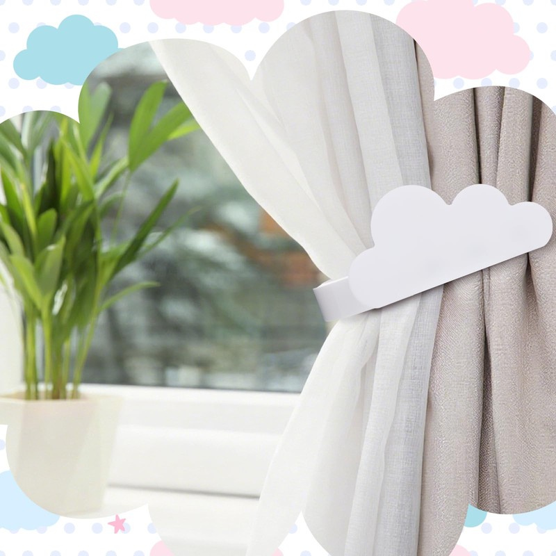 Briwooody 2 Pcs Cloud Shaped Curtain Tiebacks Curtain Acrylic Holdbacks