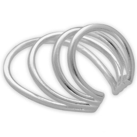 Triple Hoop Ear Cuff 925 Sterling Silver Ear Cuff for Non-Pierced Ear, Greek Handmade Jewellery by Emmanuela, Ear Climber, Minimalist Ear Cuff (Silver)