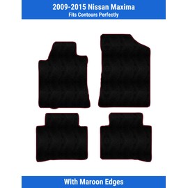 Maroon Edge Custom Fit Front & Rear Carpet Floor Mats, Black, Compatible with Nissan Maxima 2015 2014 2013 2012 2011 2010 2009