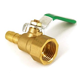 Brass Ball Valve Lever Handle Valve BSP Thread Barbed Connector for Natural Gas, Liquefied Petroleum Gas (Female Thread,1/2" X 10mm)