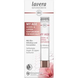 lavera MY AGE Eye & Lip Contour Cream with Organic Hibiscus and Ceramides of Plant Origin, Reduces Pigment Spots, for Mature Skin, Certified Natural Cosmetics, Vegan, 15 ml