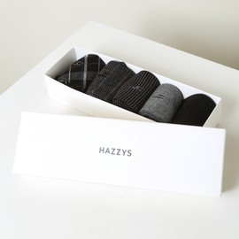 Hazzys (대구신세계)화이트 패턴 면혼방 장목양말5종세트 HJSS5E502WT (Daegu Shinsegae) White Pattern Cotton Blend Ankle Socks 5-Pack HJSS5E502WT