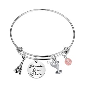 KEYCHIN Eiffel Tower Bracelet France Paris Gifts I'd Rather Be in Paris Jewelry France Souvenir Visit Paris Gifts (in Paris Br-S)