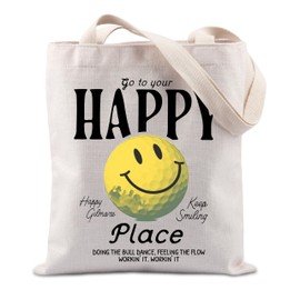 FUNYSO Go To Your Happy Place Gift Golf Movie Inspired Gift Comedy Movie Gift Golf Sport Life Gift Tote Bag (Happy Place UK)