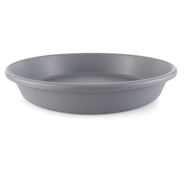 The HC Companies 13.88"x13.88"x2.5" Round Plastic Classic Saucer to Prevent Drips/Spills Indoor & Outdoor in Warm Gray Color, Pairs with 14" Round Classic Warm Gray Planter