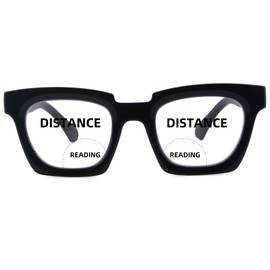 LOVIVY Bifocal Reading Glasses for Women Oversized Dual Focus Blue Light Readers Oprah No Line Clear Square Retro Eyewear (BK+YE, 2.25)