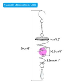 PATIKIL 8" Gazing Ball Spiral Tail, Decorative Wind Spinners 1" Crystal Glass Ball with Hanging Swivel Hook for Indoor Outdoor Garden Decoration, Purple