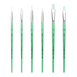 XDT#267 Artist Paint Brush Set, 6Pcs Nylon Brushes for Acrylic Painting, Watercolor, and More–Includes Filbert, Round Tip, and Flat Brushes