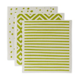 DII Swedish Dishcloths for Kitchen & Cleaning, Reusable, Machine Washable & Dishwasher Safe, Biodegradable, 7.75 x 6.75, Avocado & White