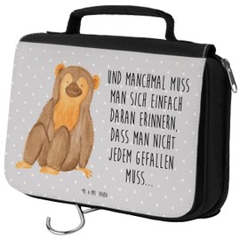 Parent-New Mr & Mrs Panda Monkey Toiletry Bag, gray, Hand drawn