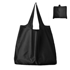 Ksheria Large Reusable Grocery Bags Foldable Waterproof Eco-Friendly Heavy Duty Shopping Tote Bags, Black