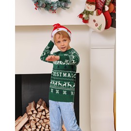 Quenteen Merry Christmas Letter Print Pullover Sweater Crewneck Xmas Tree Reindeer Funny Family Matching Ugly Knit Tops